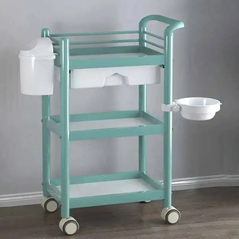 

Simple Trolleys Salon Rack Wrought Multi-layer Iron Modern Salon Furniture Beauty Salon Creative Household Trolley with Wheels