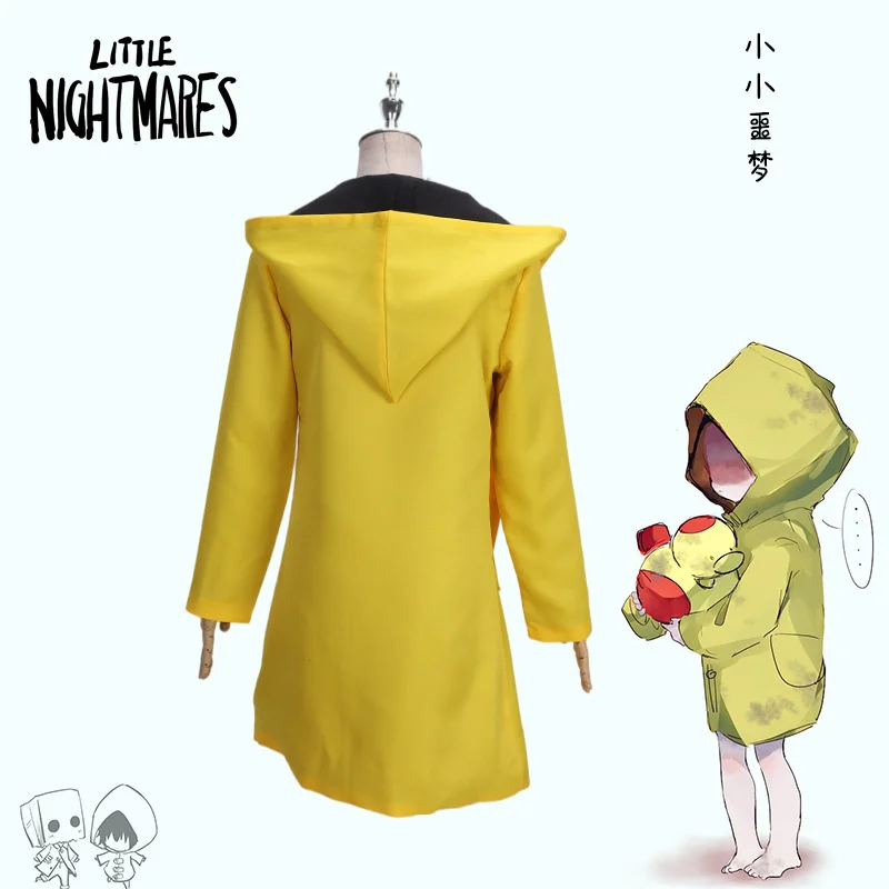 Anime Little Nightmares 2 Mono Six Cosplay Costume Hungry Kid Little Six Yellow Long Jacket Coat Halloween Costume Suit Raincoat