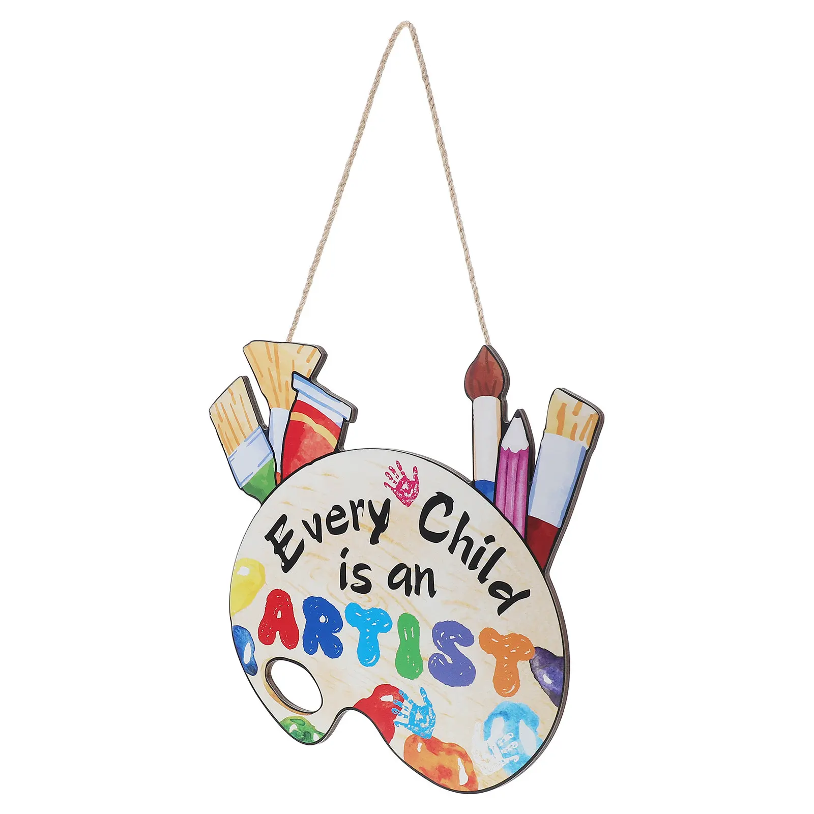 Classroom Wooden Sign Decor Wall Hanging Colorful Wood Signs Door Hangers DIY Crafts Art Palette Ornaments Classroom Wooden Sign