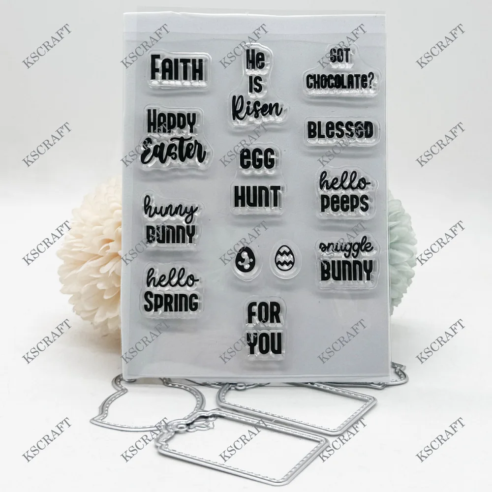 KSCRAFT Easter Shaped Tags Stamp and Cutting Dies Stencils for DIY Scrapbooking Decorative Embossing DIY Paper Cards