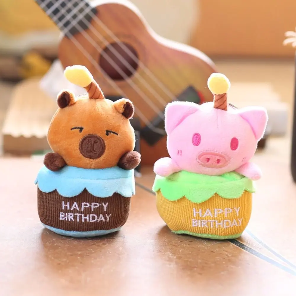 Pig Capybara Plush Pendant Ice Cream Animal Capybaras Capybara Plushie Keychain Cartoon Brown Stuffed Doll Keychains Girls