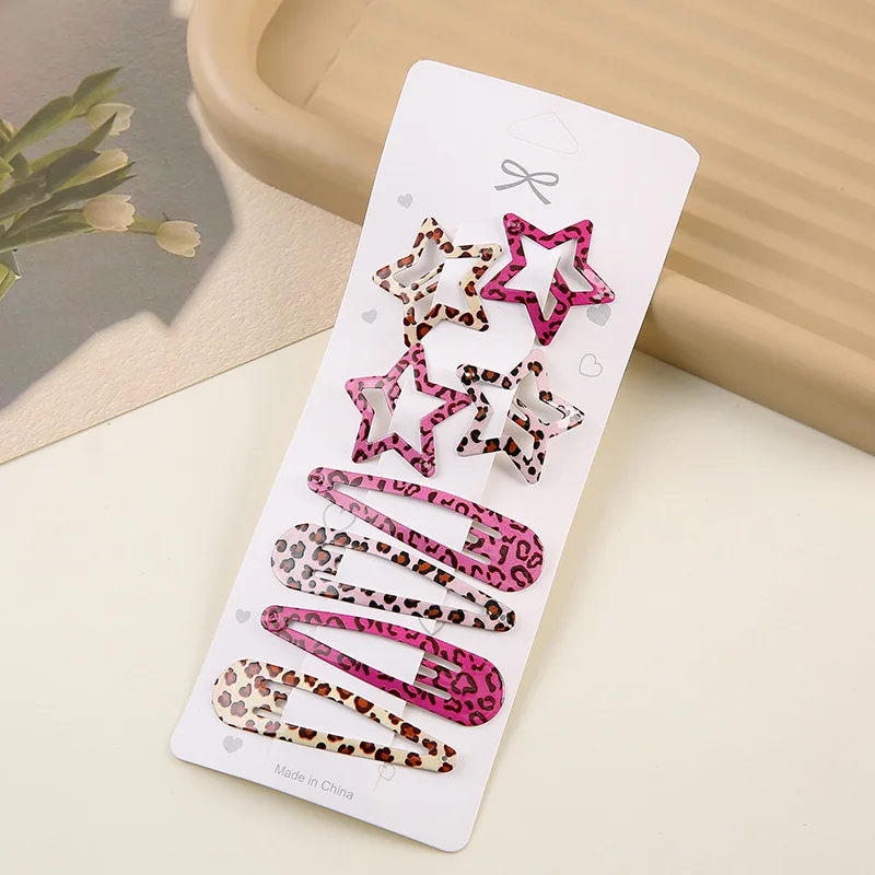 심플한 레오파드 프린트 헤어핀 세트 여성 소녀 선물 앞머리 헤어 클립 비비핀 액세서리 헤어그립 헤드웨어 장식품