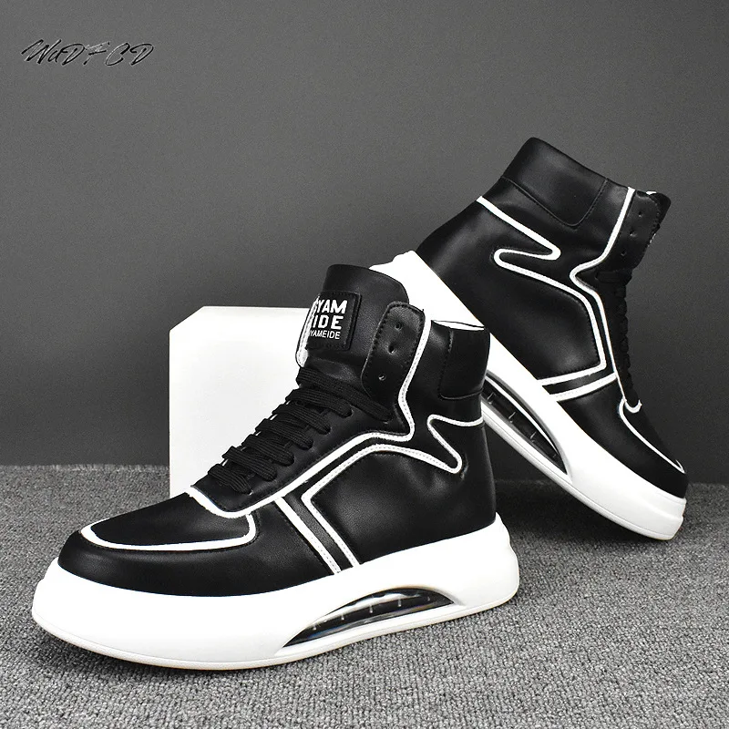 Sneaker Casual Men Designer Air Cushion Shoes Fashion Secondary Leather Cowhide Breathable Height Increased Platform Board Shoes