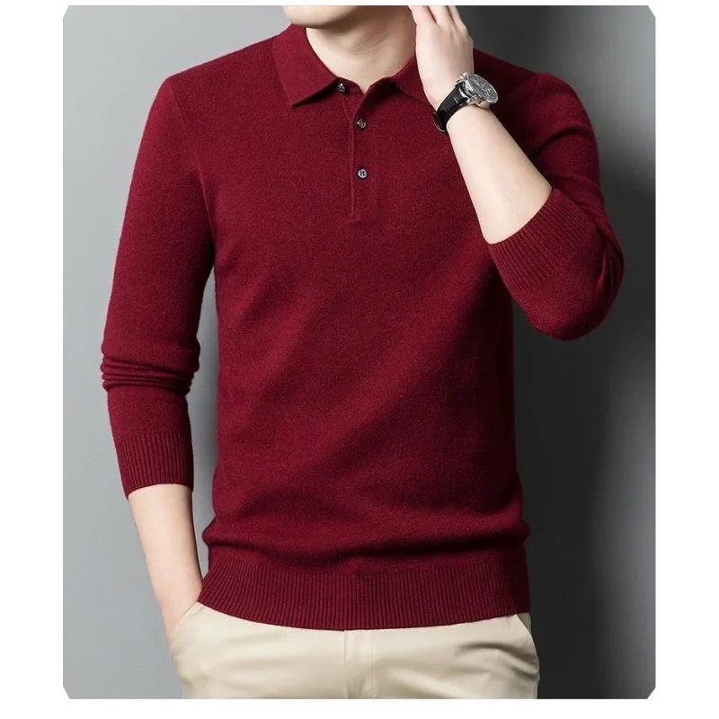 Immagine 5: Maglione da uomo con colletto a polo, ideale per la primavera e l’autunno, leggero, caldo e dal design semplice.