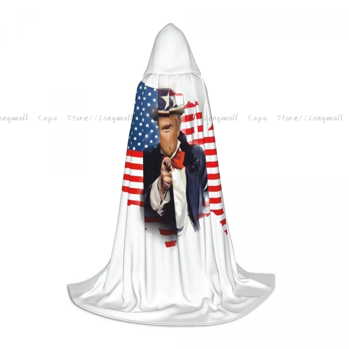 Halloween Costume Robe Hooded Cloak American Flag Trump Teenagers Witchcraft Medieval Cape