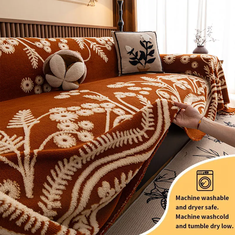 1PC-Sofa towel fabric suitable for all seasons, light luxury high-end sofa towel, anti cat scratch, living room sofa towel