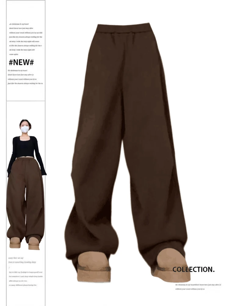 

Women's Coffee Pants Vintage Harajuku Y2k 90s Aesthetic Oversize Sweatpants High Waist Trousers Jogger 2000s Clothes Autumn 2023