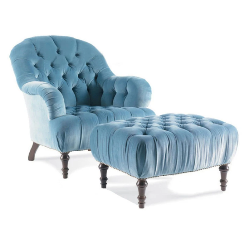 

Modern simple European style, American country bedroom, single sofa chair, fabric small apartment, balcony leisure, sofa ottoman