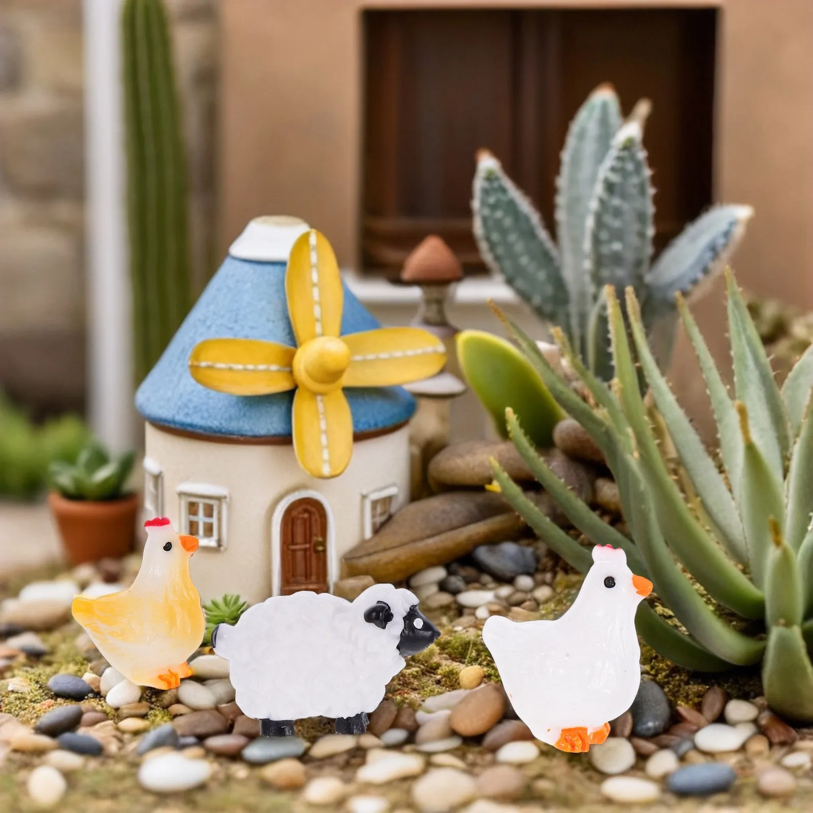

1 set Mini Resin Sheep Chicken Figurines Garden Micro Landscape Ornaments Farm Animal Statues Lawn Decorative Crafts Outdoor
