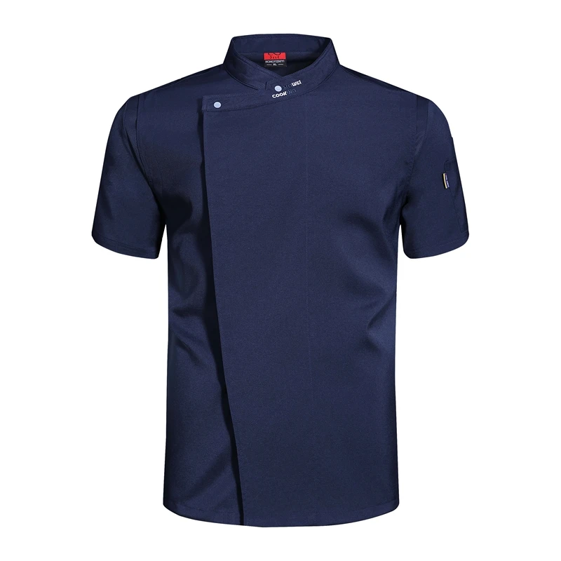 قمصان الشيف البيضاء الموحدة ملابس الطبخ للرجال سترة المطبخ مطعم فندق زي الشيف معطف قصير الأكمام شبكة ملابس العمل