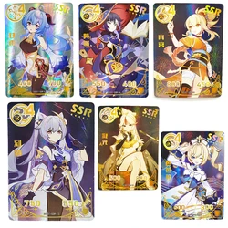 Goddess Story Genshin Impact Kamisato Ayaka Barbara Gunnhildr Anime Character Collection Flash Card Cartoon Toy Christmas Gift