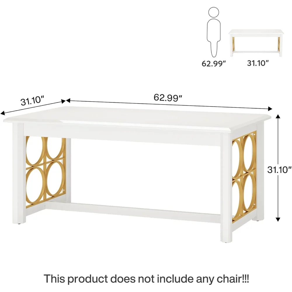 63" Executive Desk, Modern Office Desk with Glossy Surface,Large Computer Desk for Home Office,Conference Table for Meeting Room