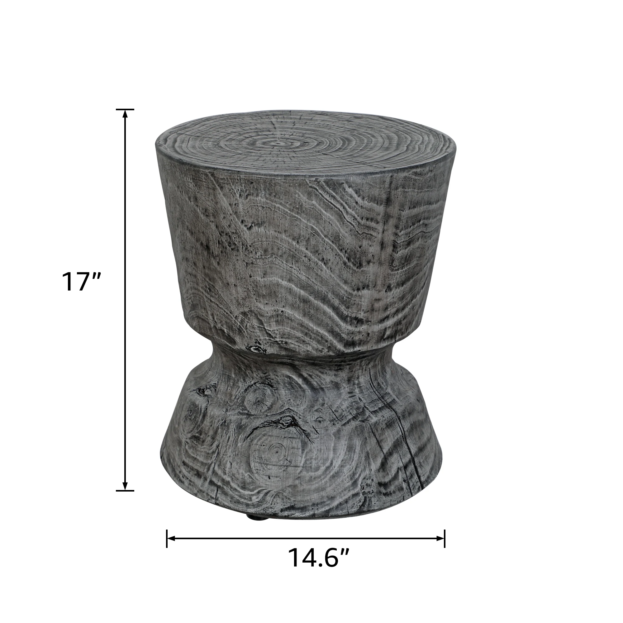 JARDINA Furniture Concrete Round Side Table Wood Grain Finish Grey