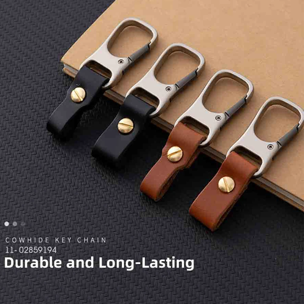 Cow Leather Car Key Holder with Detachable Keychain DIY Belt Hanging Car Keychain EDC Pocket Key Holder Organizer