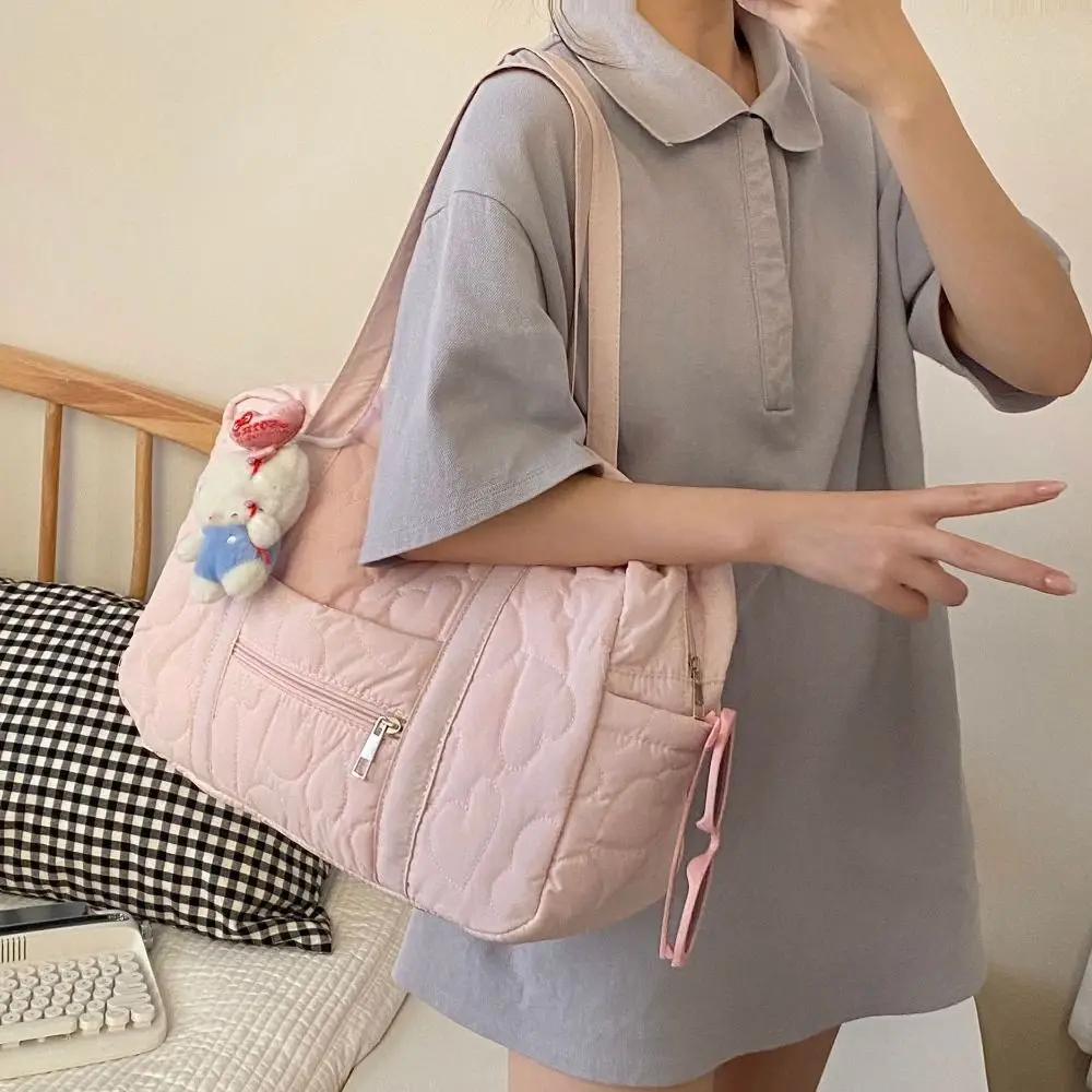 

Повседневная сумка для подмышек, дорожная сумка для багажа, однотонная сумка для мамы в корейском стиле, большая вместительная дорожная сумка для хранения в форме сердца, женская сумка