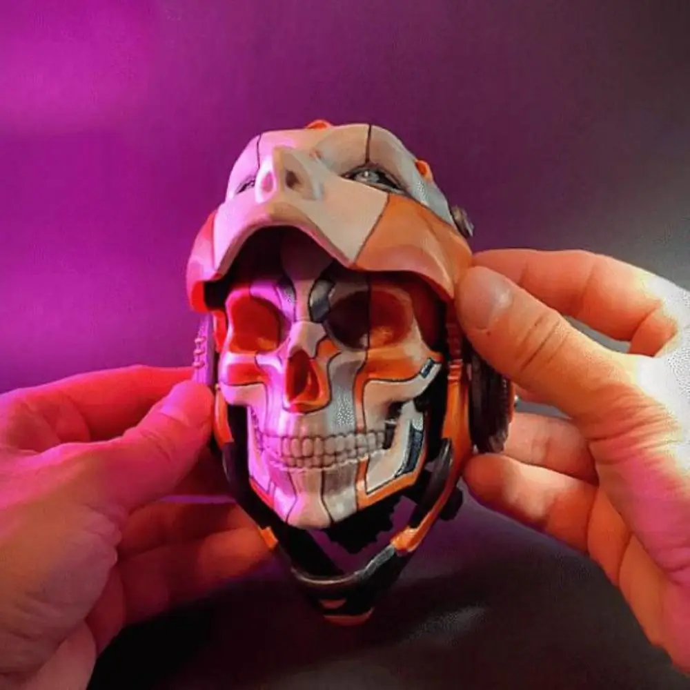 

Custom Machined 3D Printing Mask Model Pla Colorful Skull Mask Model Flip Skull Decoration Knight Mask Halloween Gift