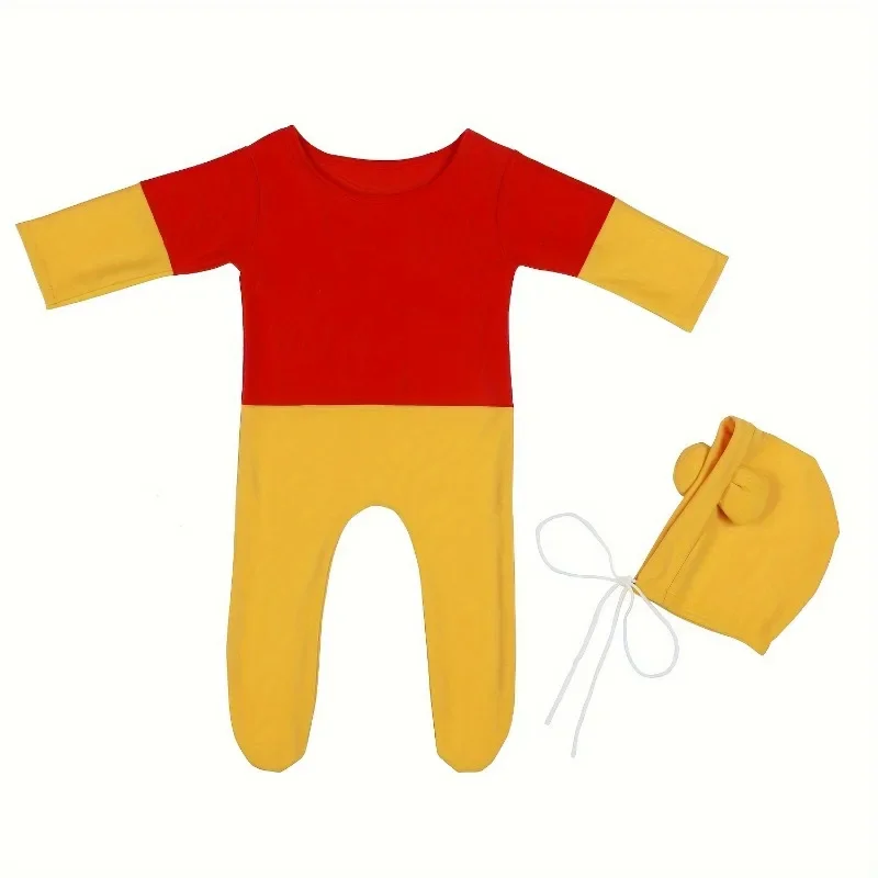 Newborn Outfit Photo Shoot Costume Yellow Honeybee Jumpsuit Hat Romper Bodysuit Baby Photography Props Animal Theme Studio Wear