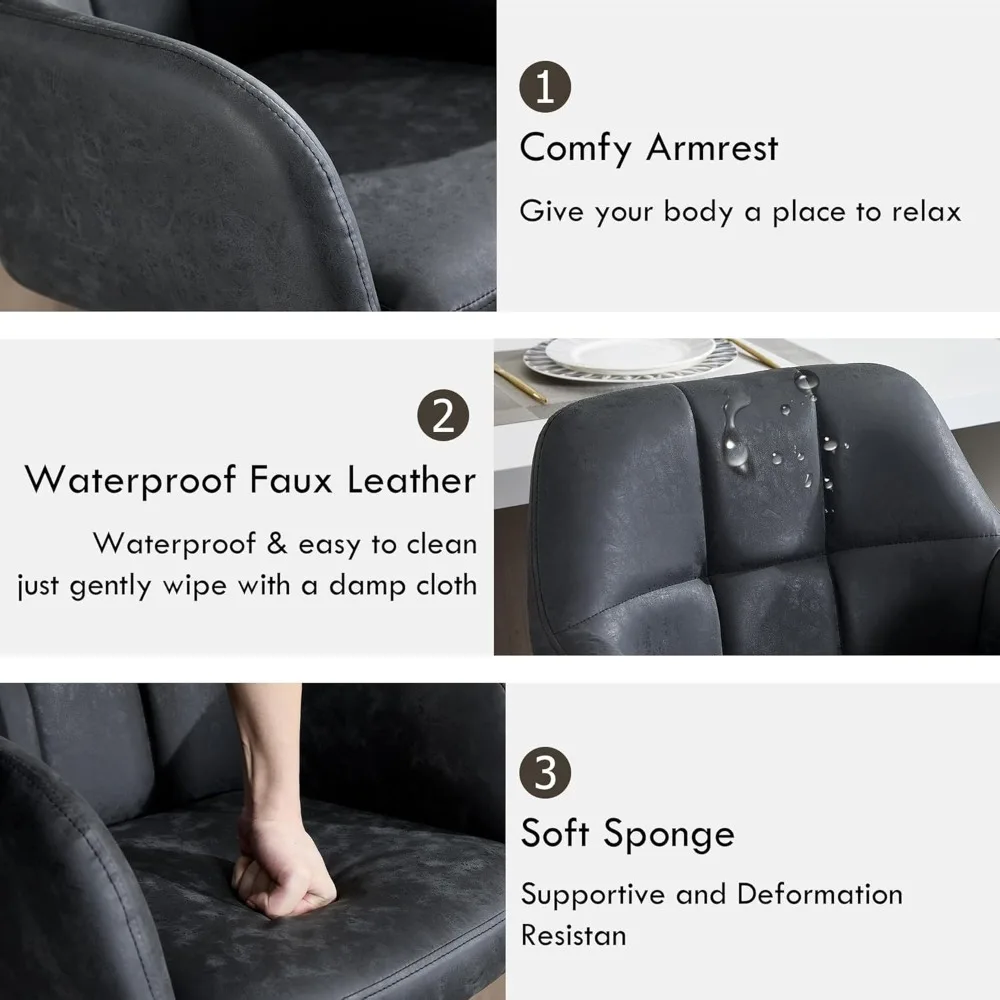 Drehbare, verstellbare Barhocker, 4er-Set, Barhocker aus Kunstleder mit Rückenlehne/Armlehne, gepolsterte moderne Theken-Barstühle mit