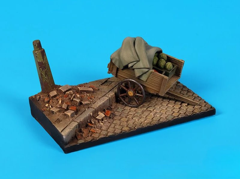 Modell aus Druckgussharz im Maßstab 1:35, zusammengebauter Bausatz, Straße mit Wagenbasis (100 x 60 mm), Szenenmodell, unmontiert, unbemalt