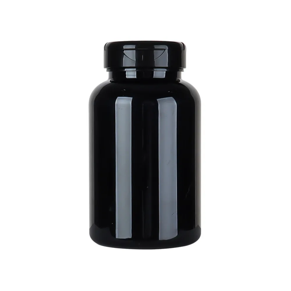 250ml black food-grade health product bottle, medicine tablet candy bottle, empty PET plastic bottle for packaging view 4