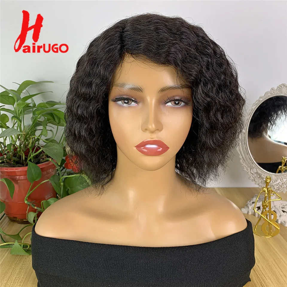 Curly 4x1 Lace Human Hair Wigs Deep Wave Glueless Human Hair Wigs Jerry Curly Glueless Fringe Human Hair Wigs HairUGo