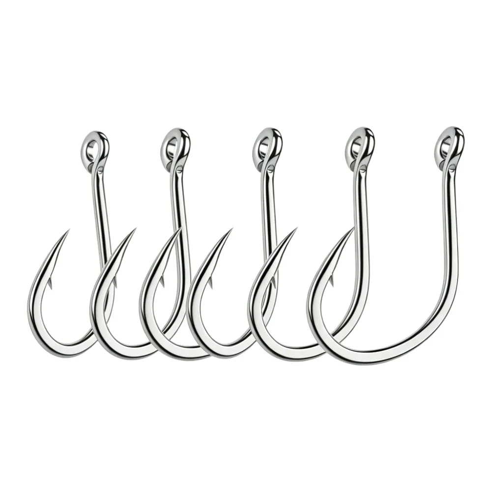 Stainless Steel Fishing Hooks 5PCS Set for Slow Jigging For Saltwater Use Piercing Hook Tip Barbed Secure Hold Up to 55kg Load