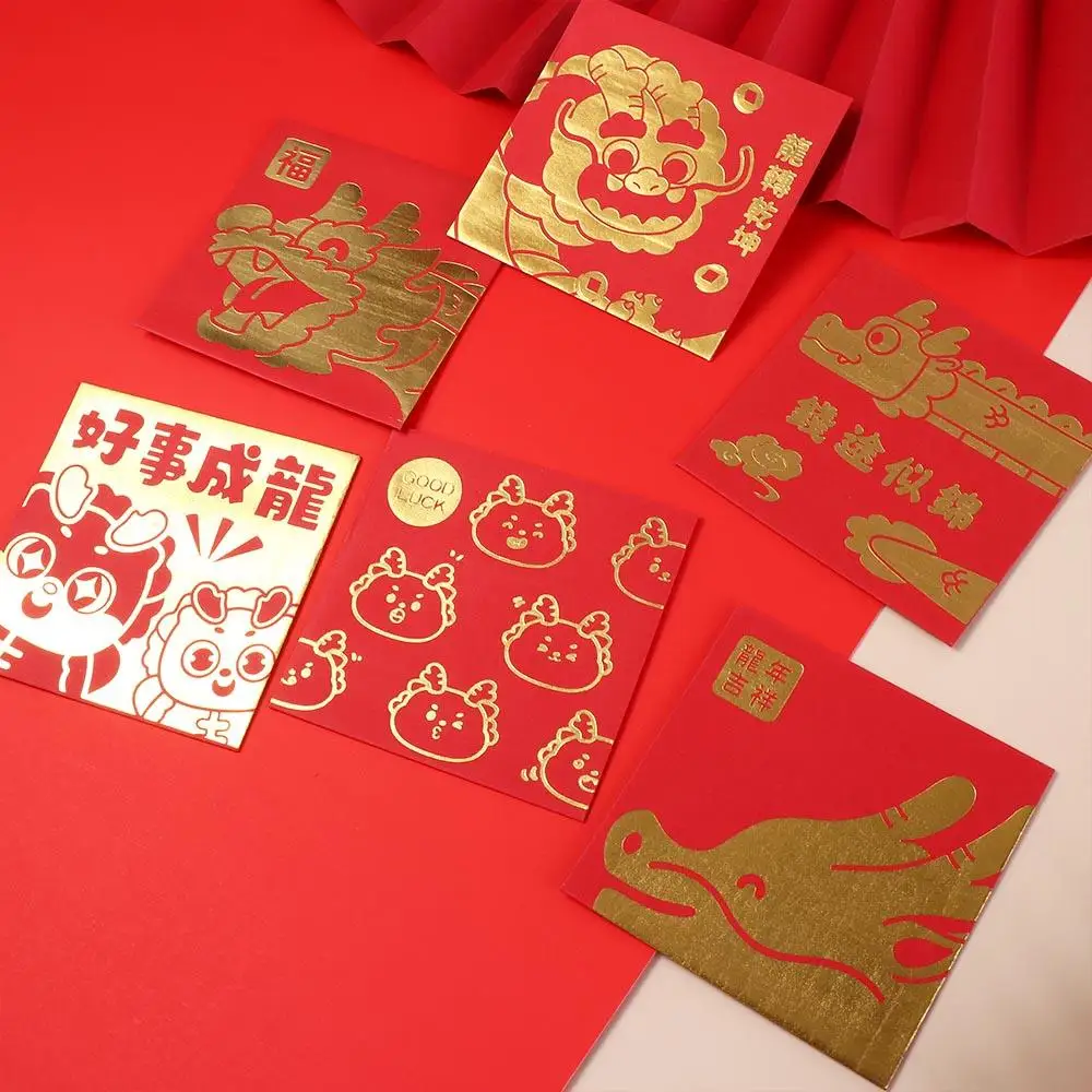 

2024 New Year Packet Red Envelope Dragon Pattern Best Wishes Blessing Bag Luck Money Bag Good Luck HongBao Wedding Birthday