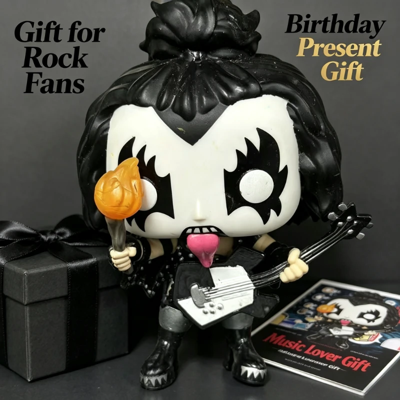 KISS Band Demon Rock Star Figurine Fire Tongue Guitar Resin Statue Desktop Ornament Rock Fan Collection Gift