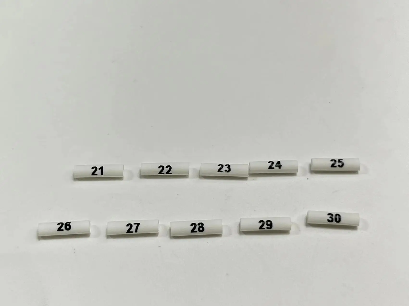 Printed Heat Shrinking Tube, White Tube with Printed Symbol for Wire Identification, Cable Marker, Number 1~30, 100PICS per BAG