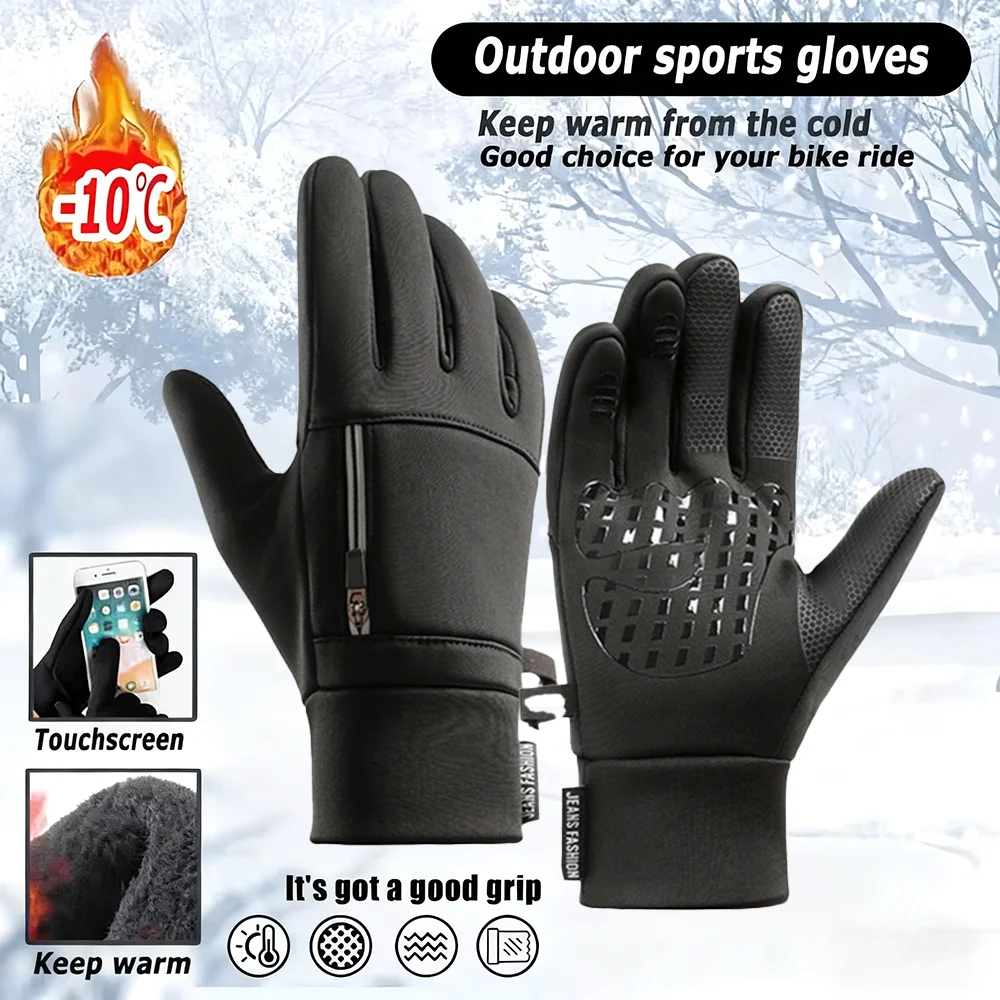 Outdoor-Skihandschuhe, Unisex, Taschen, entworfen, mit Verschlussschnallen, rutschfest, Touchscreen, Vollfinger-Handschuhe, Radfahren, Sporthandschuhe