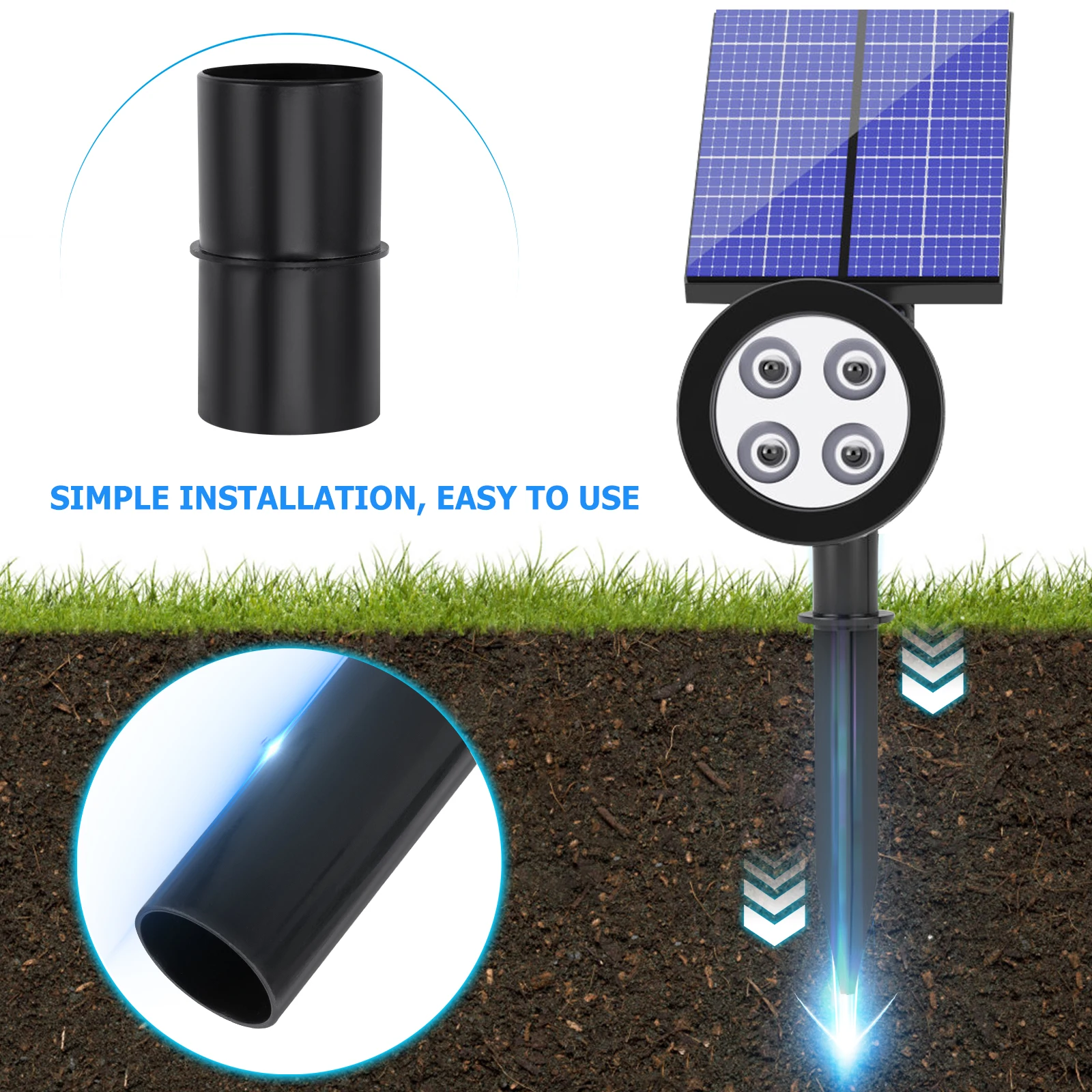 

4Pcs Plastic Light Pole Connectors Replacement Link Buckles for Solar Garden Lights Outdoor Landscape Lighting Accessories