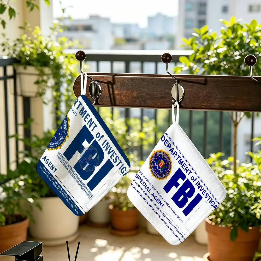 Police FBI Matte Film  Anime Polyester Hanging Kitchen Hand Towel Durable Wear Resistant  Versatile Use Throughout Home