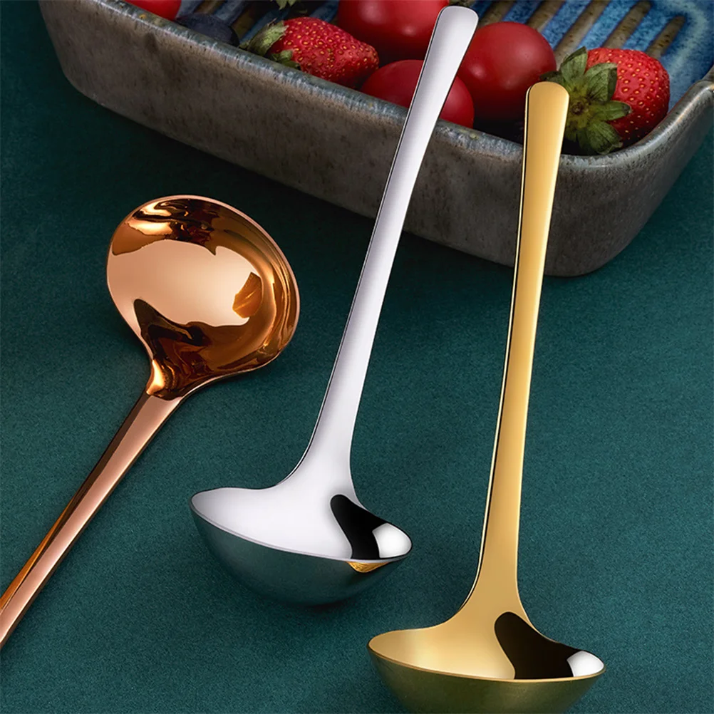 Stainless Steel Ladle Long Handle Soup Spoon Large Serving Ladle Chef Spoon for Cooking Stirring