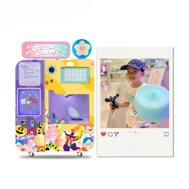 User-friendly Innovative Factory Professional Cotton Candy Vending Machine Fully Automatic Commercial Fairy Floss Maker Machine