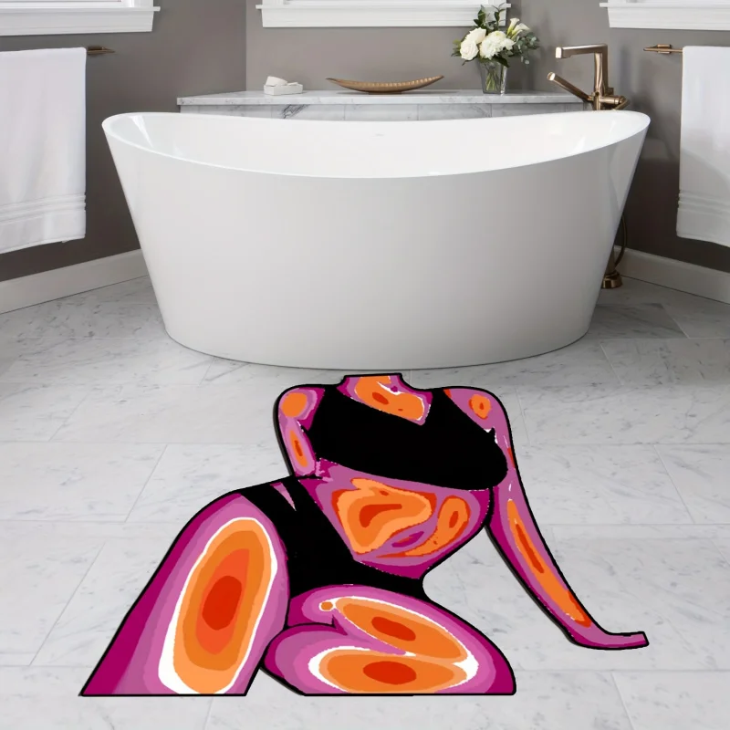 

Коврик VIKAMA с абстрактным рисунком в виде человеческой фигуры - Нескользящий коврик для прихожей и ванной комнаты - Мягкий плюшевый коврик для домашнего декора