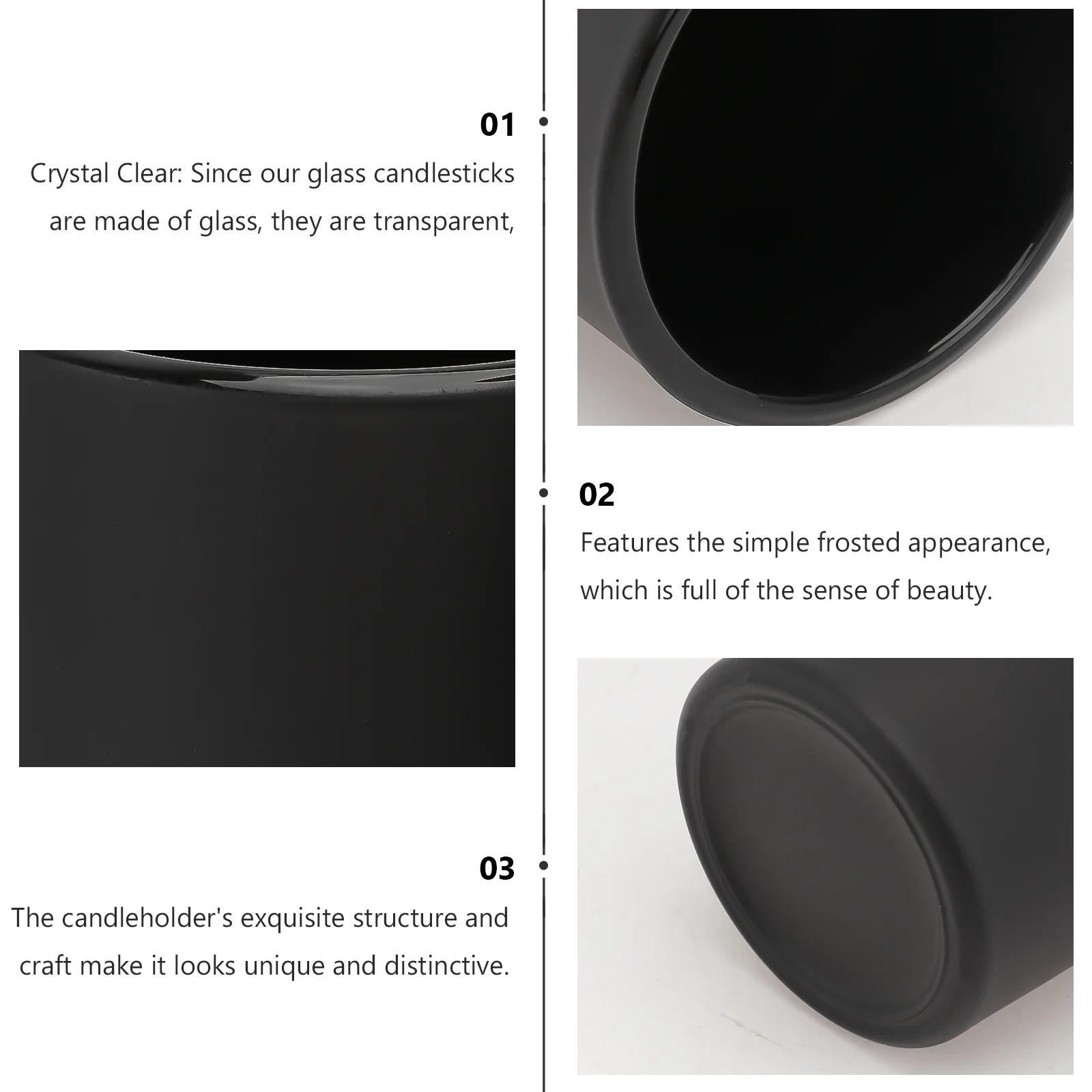 

4Pcs Frosted Glass Holder Black Simple Design Cup for Dining Table Home Decor Wedding Decoration