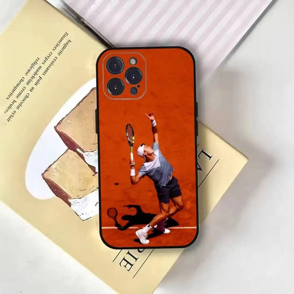 Funda de teléfono tenis Holger Rune para iPhone16,15,14,13,12,11 Plus,Pro Max,XS,X,XR,SE,Mini,8,7, funda negra suave