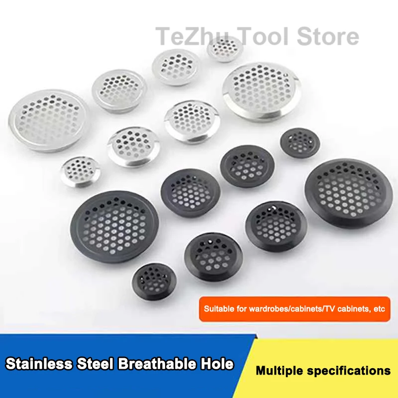 Stainless Steel Breathable Hole Heat Dissipation Black White Vent Grill Cabinet Wardrobe Furniture Ventilation Hole Accessories