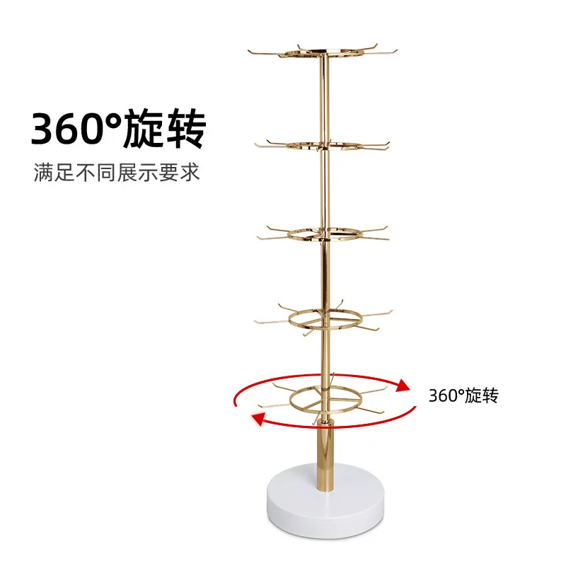 Stainless steel rotary keychain umbrella stand multi-functional shopping mall floor-to-ceiling rotatable glove display stand