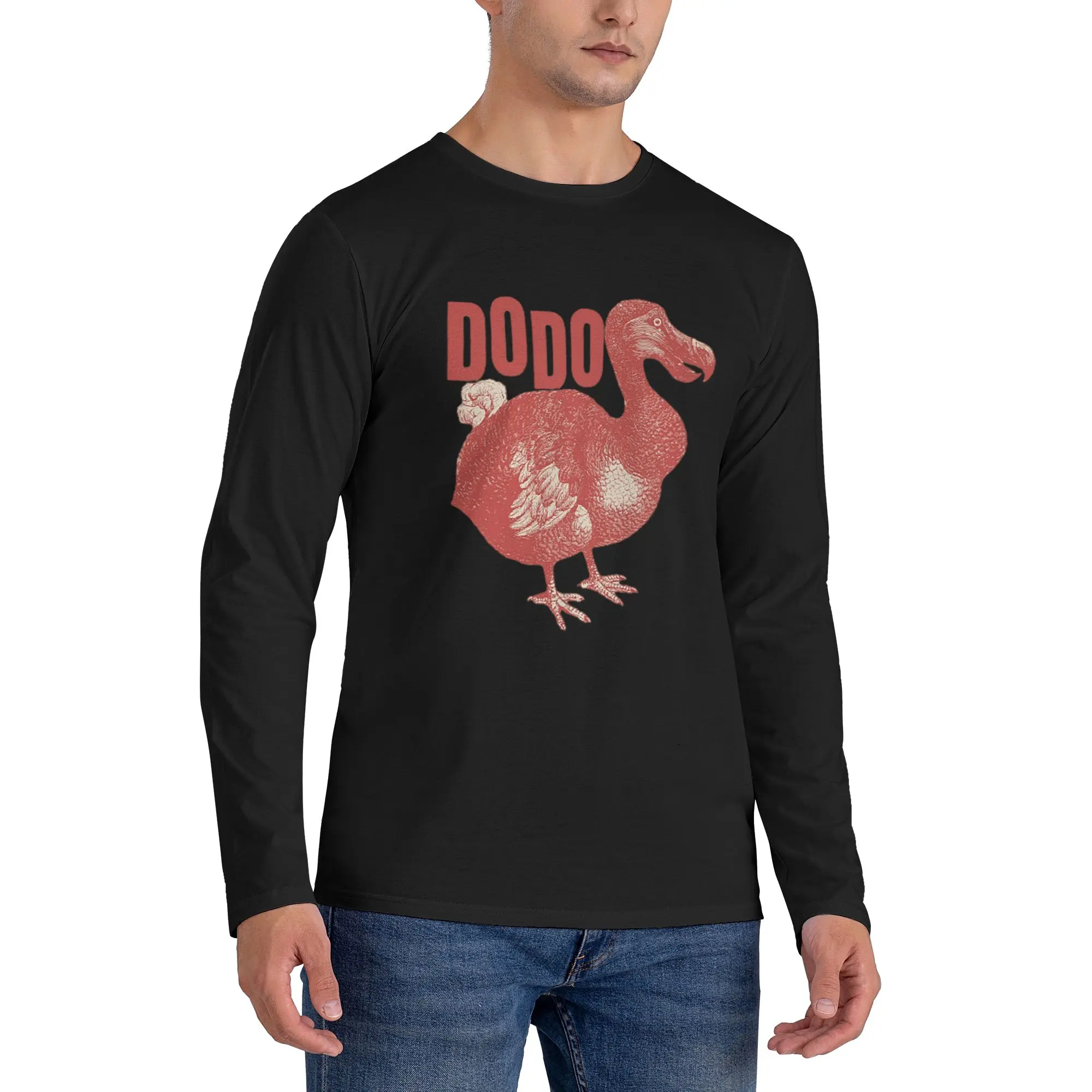 

Dodo bird (1) Мужская футболка с длинными рукавами, повседневные футболки с круглым вырезом, весенние и осенние мужские топы