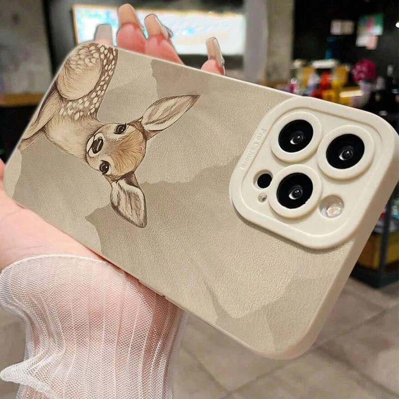 For Xiaomi 15T Case Deer Painted Beige Minimalist Phone Cases for Xiaomi Mi 11 Lite 5G 13T 13 12T 12 14 15 14T Pro Soft Cover - view 6