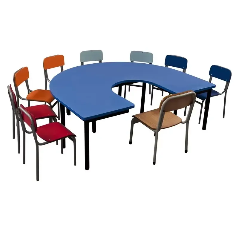 U Shaped Kids Table and Chair Set for Preschool Kindergarten with Sturdy Metal Frame Children Dining Desk Furniture