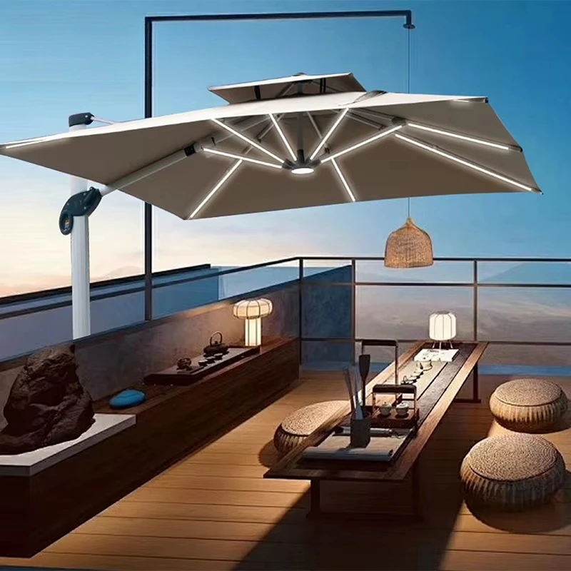 Modern Outdoor Umbrella Beach Aluminum Waterproof Double Canopy Cantilever Large Roma Umbrella Garden Parasols Patio Umbrellas