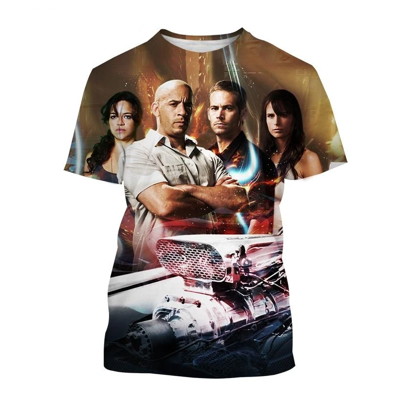 سريع وغاضب ثلاثية الأبعاد طباعة تي شيرت الرجال النساء الشارع عادية كم قصير تي شيرت المتضخم Harajuku Y2k بلايز تيز ملابس الاطفال