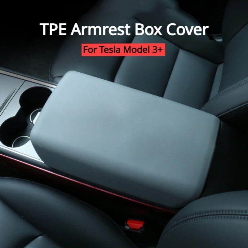 

For 2024 Tesla New Model 3+ Highland Armrest Box Cover TPE Central Protective Armrest Box Protective Cover Shell Car Accessories