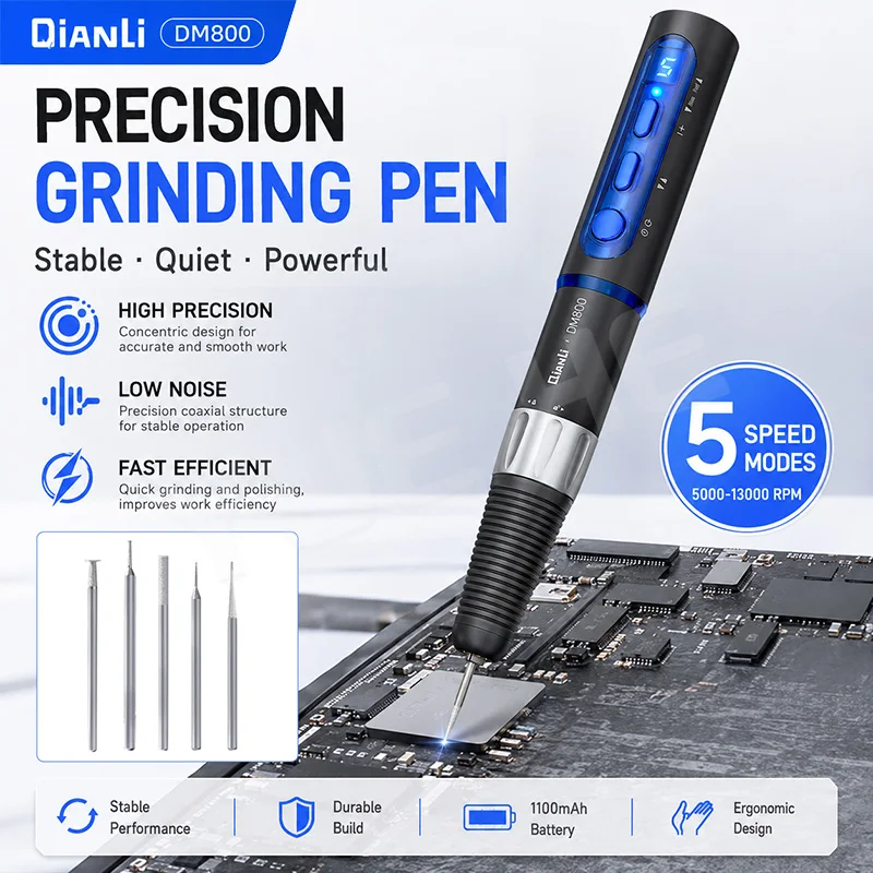 Qianli DM800 Rechargeable Micro Grinding Pen High Torque Low Noise For Phone PCB Chip Cutting Drilling Polishing Repair Tools