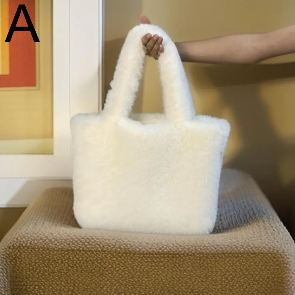 Winter Furry Tote Bag Soft Plush Shoulder Bag Large Capacity Handbag Casual Female Shopper Luxury Designer Women Travel Purse - view 3