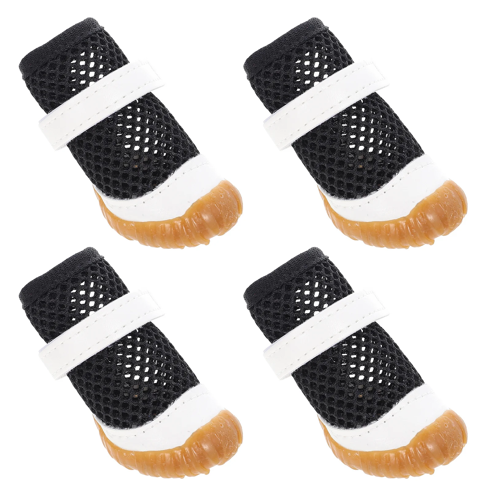 

4Pcs Mesh Dog Shoes Lightweight Summer Puppy Boots Non-Slip Sole Warmth Retaining Adjustable Sticky Closure Easy on Off
