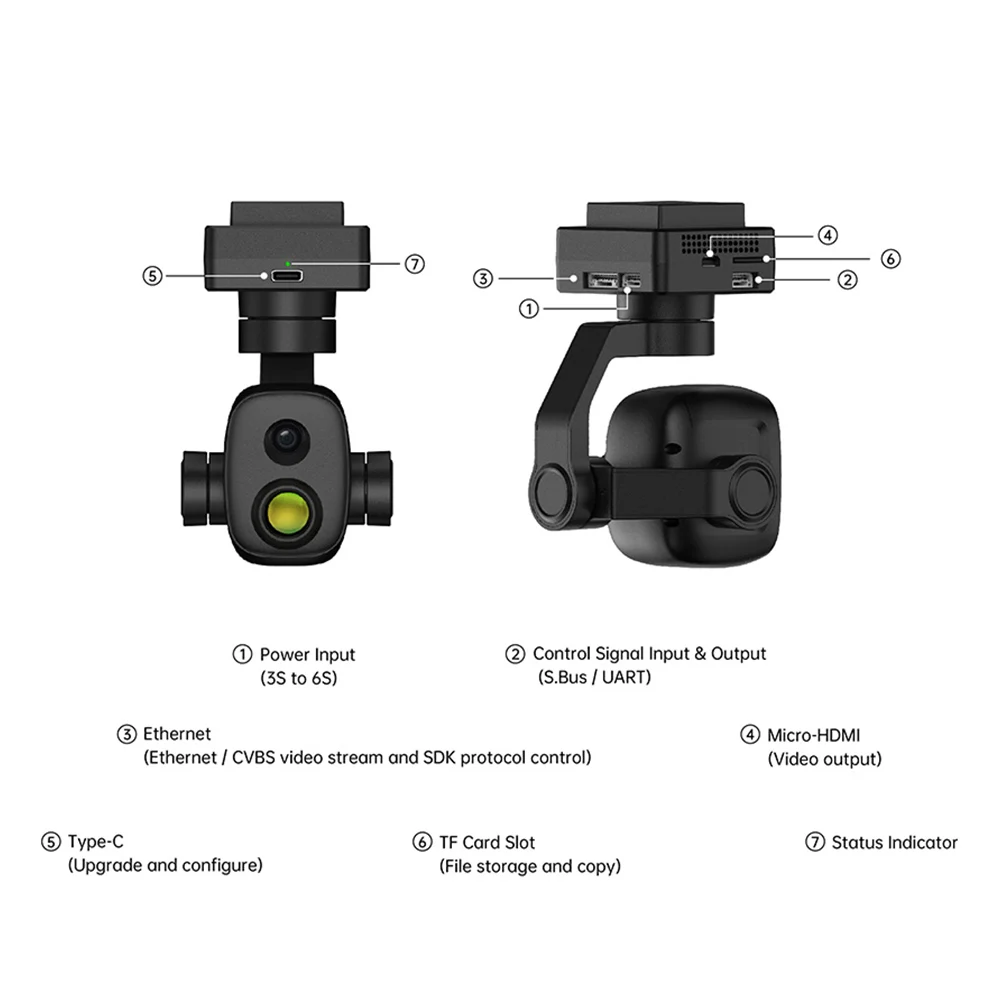ZT6 Mini Pod ottico a doppio sensore Imaging termico ad alta risoluzione HDMI 4K Ultra HD Registrazione e fotografia Immagine divisa