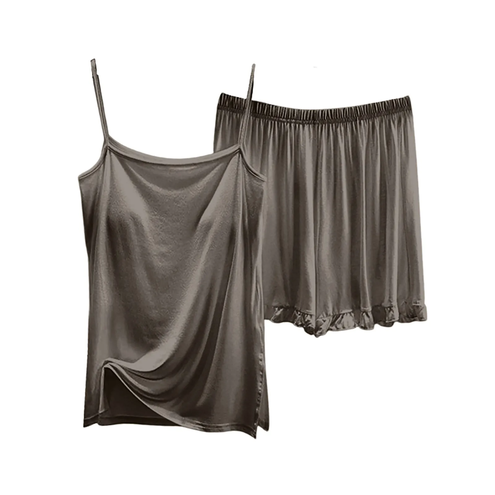 

Женские свободные тонкие однотонные пижамы, футболка с v-образным вырезом и шорты, простой и дышащий пижамный комплект, домашняя одежда на слинге